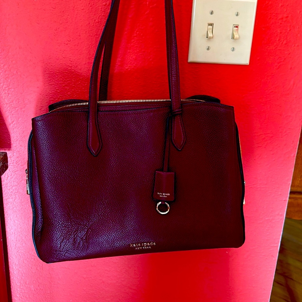 Zara Purple Leather Satchel with Structured Design